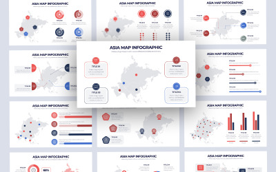Modello PowerPoint - Asia mappa vettoriale infografica