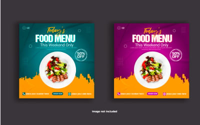 食品社交媒体发布横幅食品销售提供模板设计