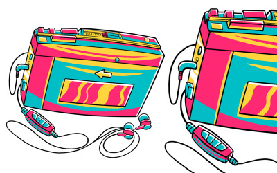 Tape Portable Player (90&#039;s Vibe) Vector Illustration