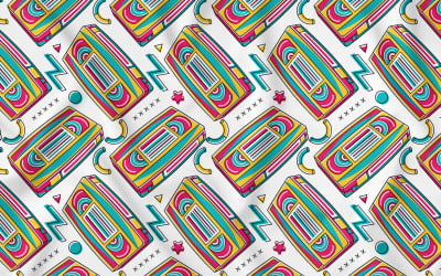 Video Cassette Tape (90&#039;s Vibe) Seamless Pattern Vector