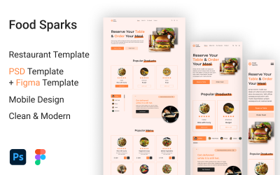 Food Sparks — szablon PSD restauracji