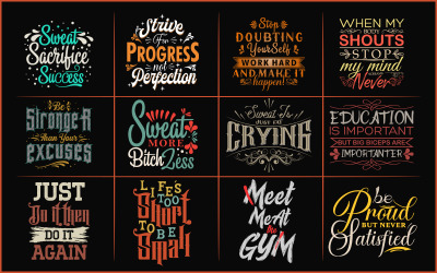 Design trička s typografií na zakázku, design trička Fitness Typography