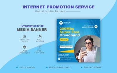 互联网 Promotion Service 社交媒体 Post Design or 网页横幅模板 - 社交媒体 Template