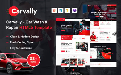 Carvally -洗车 &amp;amp; 修复HTML5模板
