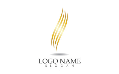 Hair wave gold line logo vector template design v32