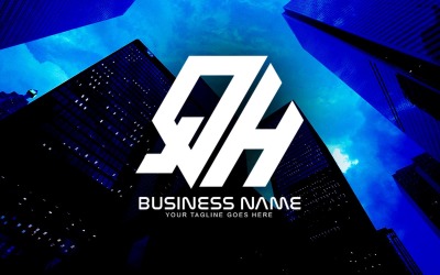 专业的多边形QH字母标志设计为您的企业-品牌识别