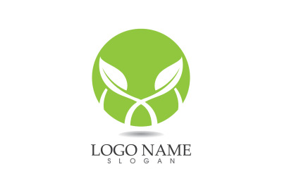 Design de símbolo de logotipo de vetor de natureza 绿色 folha v3