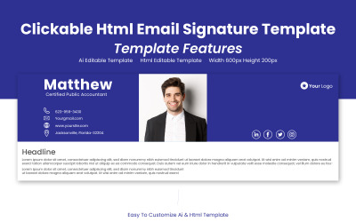 Anklickbares HTML-Signatur-Design - E-Mail-Vorlage -
