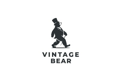 Design gráfico de logotipo de urso vintage