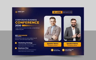 Шаблон листівки для корпоративної бізнес-конференції та дизайн банерного плаката для бізнес-події