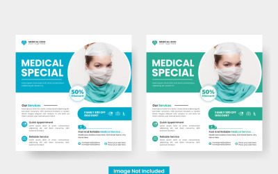 医疗卫生海报设计和医院广场社交媒体张贴横幅