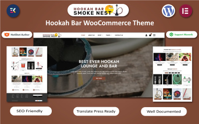 Smoke Nest - Modelo WordPress Elementor do Hokkah Bar