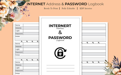 Internetadress och lösenordsloggbok KDP Interior