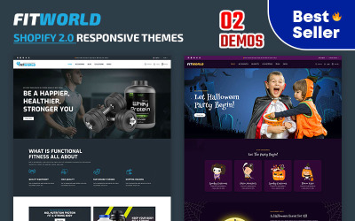 Fitworld - Loja de fantasias de Halloween e ginástica corporal Tema multiuso do Shopify 2.0 responsivo