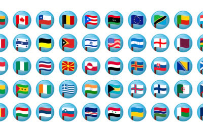 World Countries Flags coloured Vector Icons