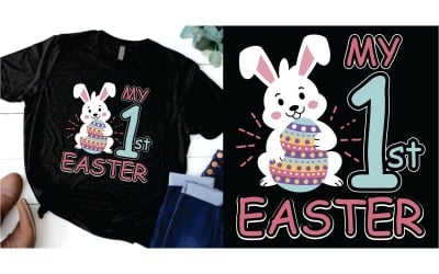这是我的第一个复活节可爱的兔子和鸡蛋T恤