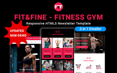 Fit&amp;amp;Fine – Адаптивний шаблон інформаційного бюлетеня Fitness Gym HTML5