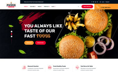 Pizzer - Fast 食物 Restaurant Joomla 5 and Joomla 4 Template