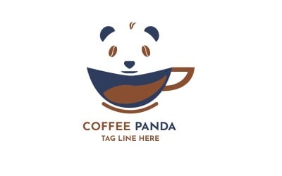 咖啡熊猫咖啡店标志模板