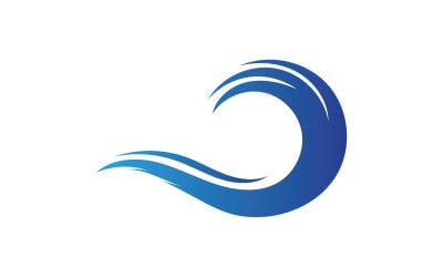 Onda de agua playa agua azul logo vector v18