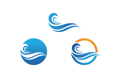 Dalga su plajı mavi logo ve sembol vektörü v25