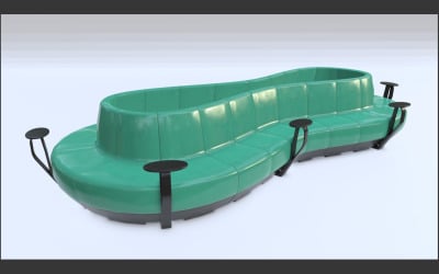 现代塑料制成的公共长椅