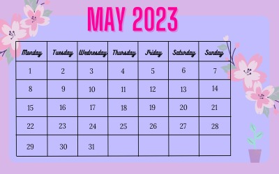 Modelo de calendário para planejamento digital - maio