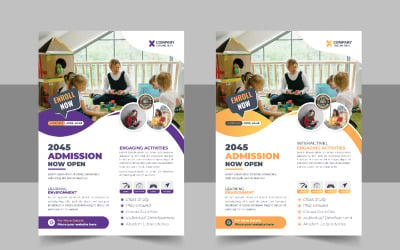 Kids 回到学校 教育传单 layout template or School admission flyer design template