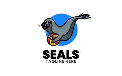 Logo de dessin animé de mascotte de phoques