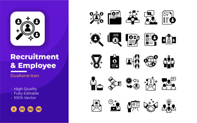 Recruitment and Employee Icons Set - Glyph Style