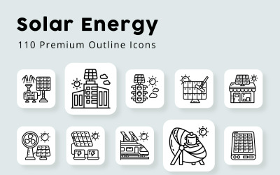 Icônes de contour uniques de l&amp;#39;énergie solaire