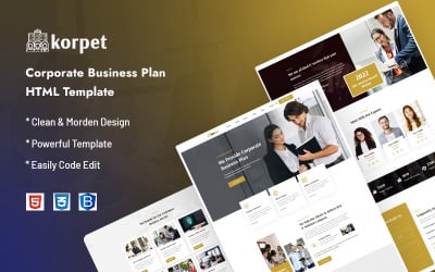 Korpret – Website-Vorlage für einen Unternehmens-Businessplan