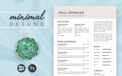 Minimal Resume - Editable CV Resume with Cover Letter