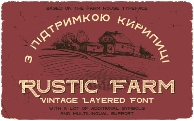 Rustikální Farma Vintage Vrstvené Písmo