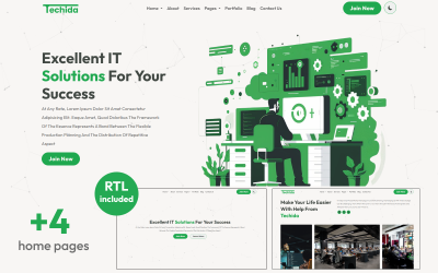 Techida - Ticari Hizmetler Şirketi ve BT Çözümleri Çok Amaçlı Duyarlı Web Sitesi Şablonu