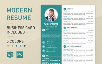 Trendy Resume - CV Resume with Cover Letter, Portfolio and Business Card