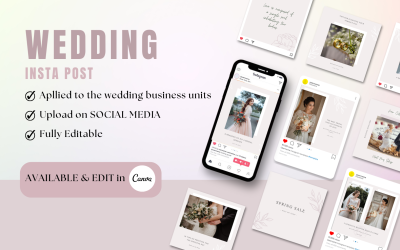 Modern Wedding Canva Template - 15 Instagram Posts