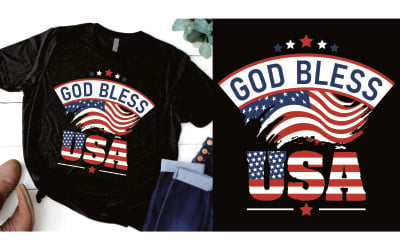 God Bless You Bandiera USA 4 luglio Giorno dell&amp;#39;Indipendenza Maglietta patriottica