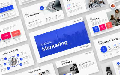Синій - бізнес-маркетинговий шаблон PowerPoint