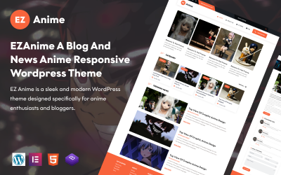 EZAnime Blog i aktualności Anime Responsywny motyw WordPress Elementor