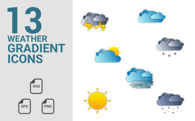 天气- 13梯度图标集的网页和平面设计