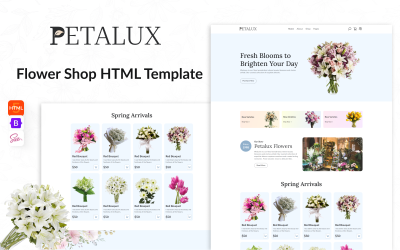 Blooming Beauty: Petalux - Il tuo squisito modello HTML di e-commerce per il negozio di fiori