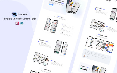 运动鞋应用程序 - 应用程序登陆页面 Elementor 登陆页面模板