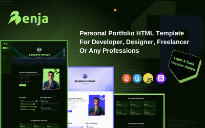 Benja -现代投资组合 &amp;amp; 简历HTML模板|最小，响应
