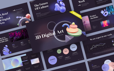 3D数字艺术创意谷歌幻灯片模板