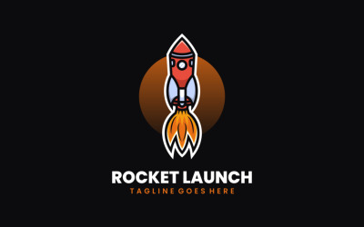 简单的火箭发射吉祥物标志