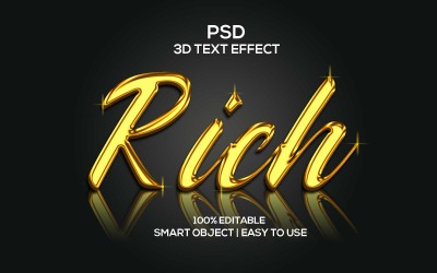 Rich 3D Text Effect Złoty kolor luksusowy edytowalny styl efektu tekstowego