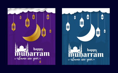 Vector Happy Muharram pacchetto di design islamico
