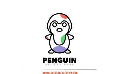 Pinguin-Maskottchen-Linienkunst-Design-Vorlage