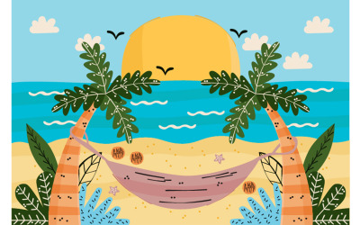 Palmen Zomer Strand Achtergrond Illustratie